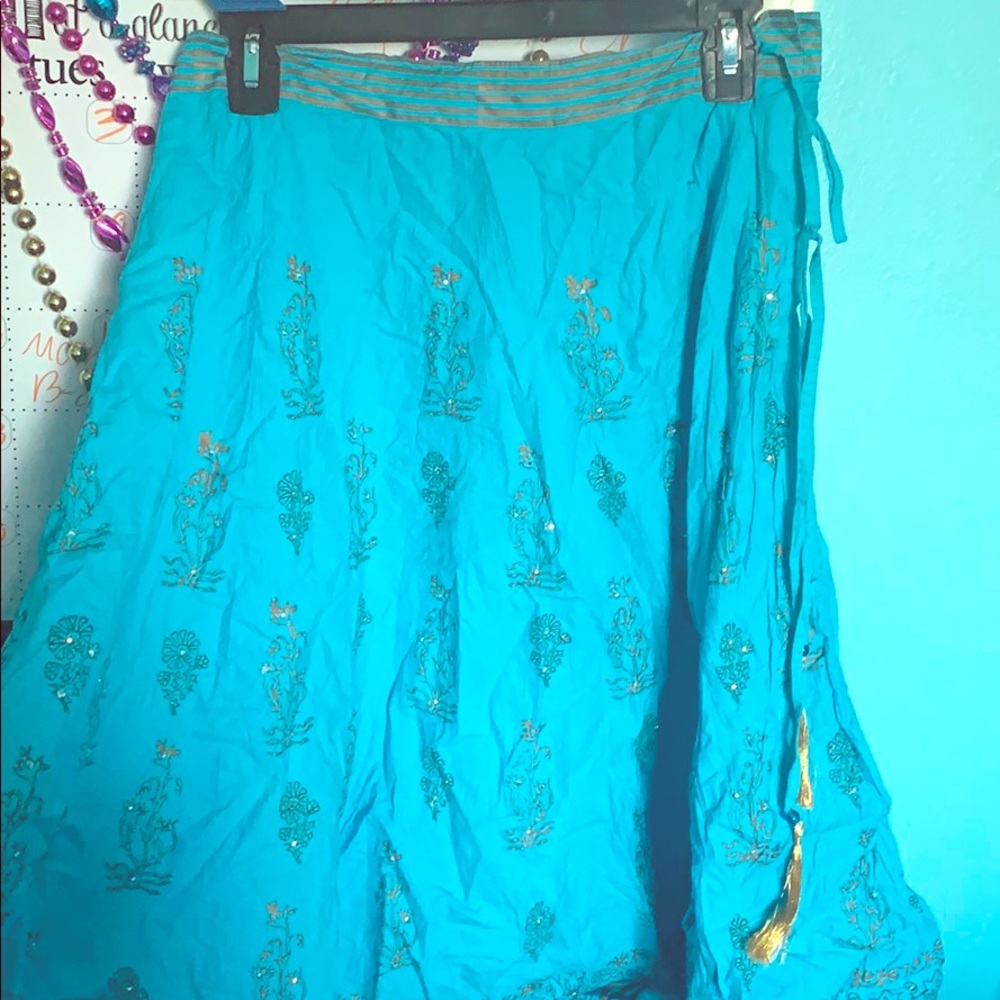 Blue & gold  crinkle skirt